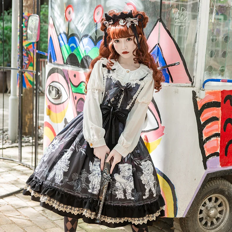 Sweet lolita strap dress vintage bowknot cute printing high waist princess victorian dress kawaii girl gothic lolita cos loli 
Sweet lolita strap dress vintage bowknot cute printing high waist princess victorian dress kawaii girl gothic lolita cos loli