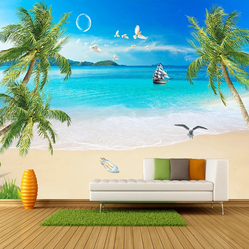 Custom 3D Photo Wallpaper Living Room Mural Beach Landscape Blue Sky White Clouds Seagull Coconut Tree TV Background Wall Art
Custom 3D Photo Wallpaper Living Room Mural Beach Landscape Blue Sky White Clouds Seagull Coconut Tree TV Background Wall Art