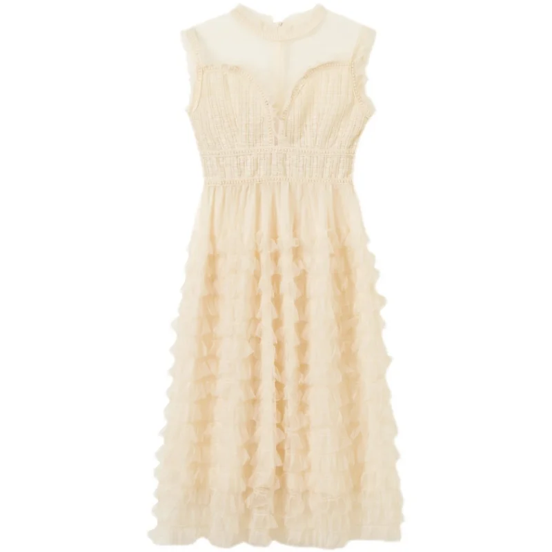 women's clothing new summer fashion layer cake o-neck mesh pathwork dress ruffles sleeveless dresses female
women's clothing new summer fashion layer cake o-neck mesh pathwork dress ruffles sleeveless dresses female