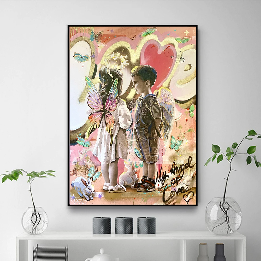 

Banksy Art Graffiti Art My Angel Of Love Canvas Painting Poster Print Pop Art Wall Art Picture Living Room Home Decor Cuadros