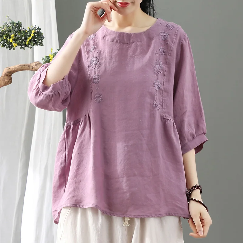 Summer New Womens Green Purple Blue White Embroidery Linen Top Blouse Shirt , Loose 2019 Casual Tops Blouses for Woman
Summer New Womens Green Purple Blue White Embroidery Linen Top Blouse Shirt , Loose 2019 Casual Tops Blouses for Woman