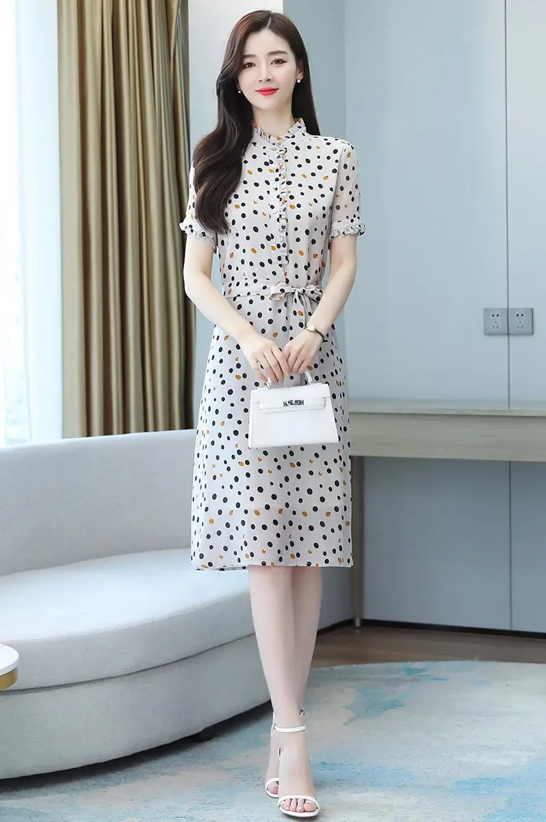COIGARSAM Polka Women Long dress New Summer Short Sleeve High Waist Dresses Dot 8338 
COIGARSAM Polka Women Long dress New Summer Short Sleeve High Waist Dresses Dot 8338