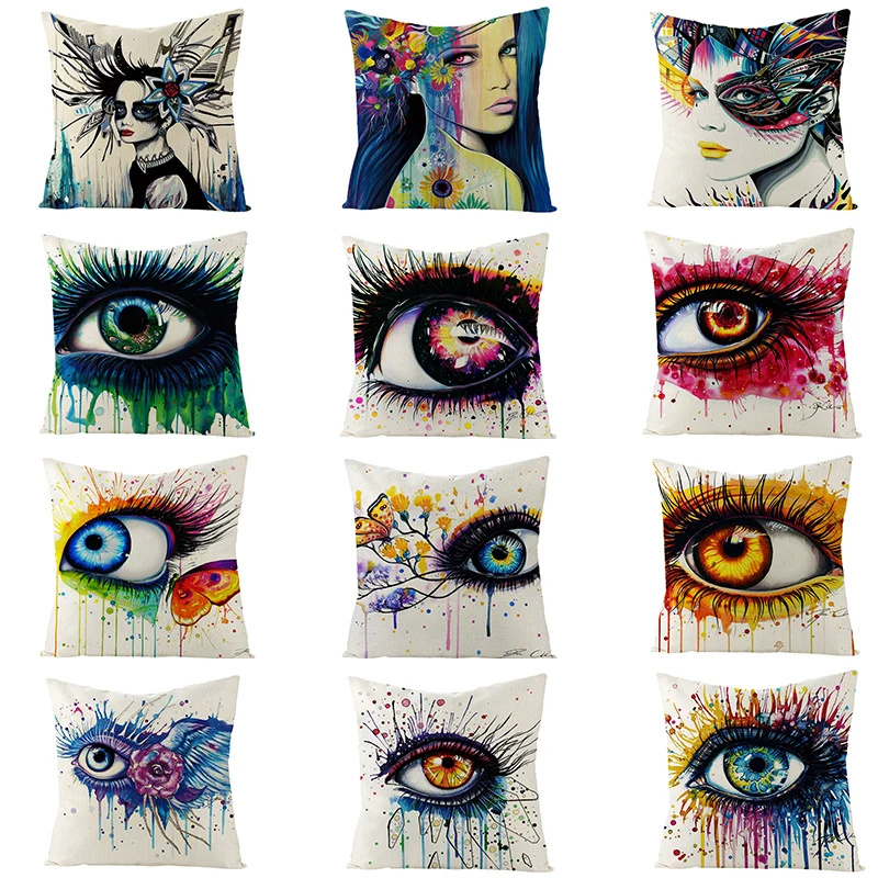 Linen Cushion Cover Various Colors Of Eyes Printed Customizable Dustproof Home Decoration Pillowcase For Present 45 * 45 cm 1pc
Linen Cushion Cover Various Colors Of Eyes Printed Customizable Dustproof Home Decoration Pillowcase For Present 45 * 45 cm 1pc