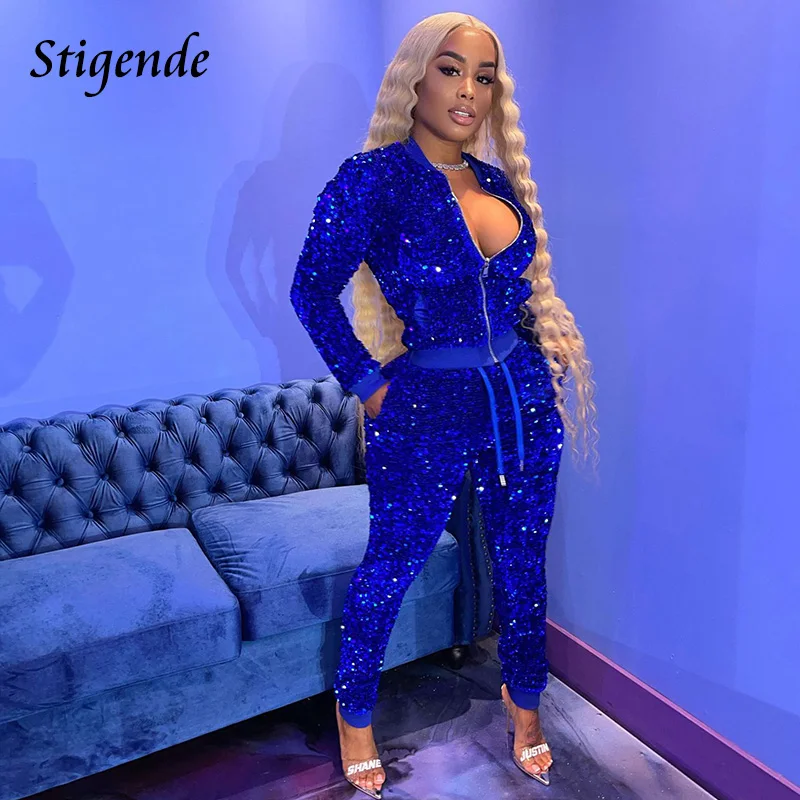 Stigende Spring Autumn Sequin Two Piece Set Women Warm Velvet Outfit Glitter Zipper Jacket Coat and Drawstring Pencil Pants
Stigende Spring Autumn Sequin Two Piece Set Women Warm Velvet Outfit Glitter Zipper Jacket Coat and Drawstring Pencil Pants