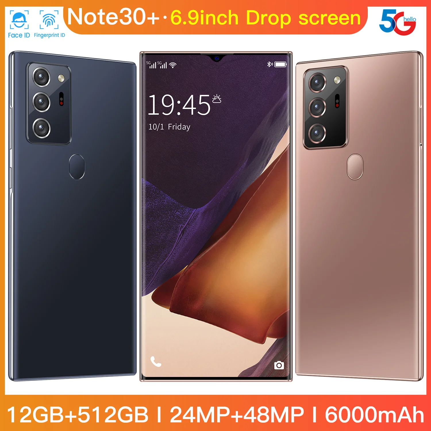 Big Screen Note30+ 12GB+512GB 6.9inch 24MP+48MP 6000mAh Battery Telephones Android 10.0 5G 10 Core MTK6889 Telephone
Big Screen Note30+ 12GB+512GB 6.9inch 24MP+48MP 6000mAh Battery Telephones Android 10.0 5G 10 Core MTK6889 Telephone