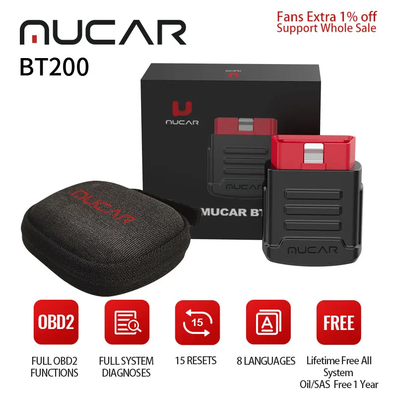 MUCAR BT200 OBD2 Scanner All System Free Lifetime Oil/SAS Reset 15 Resets Code Reader Diagnostic Tools PK Thinkdiag New Arrival
MUCAR BT200 OBD2 Scanner All System Free Lifetime Oil/SAS Reset 15 Resets Code Reader Diagnostic Tools PK Thinkdiag New Arrival
