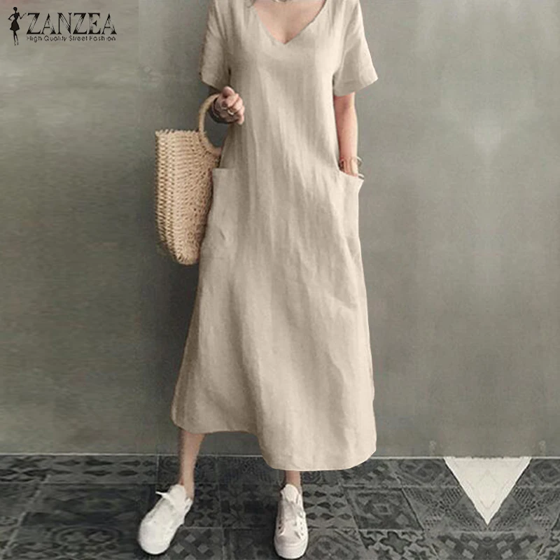 2022 Summer Sundress ZANZEA Women Long Maxi Dress Ladies Casual Big Pockets CottoVestidos Beach Party Tunic Robe Femme
2022 Summer Sundress ZANZEA Women Long Maxi Dress Ladies Casual Big Pockets CottoVestidos Beach Party Tunic Robe Femme