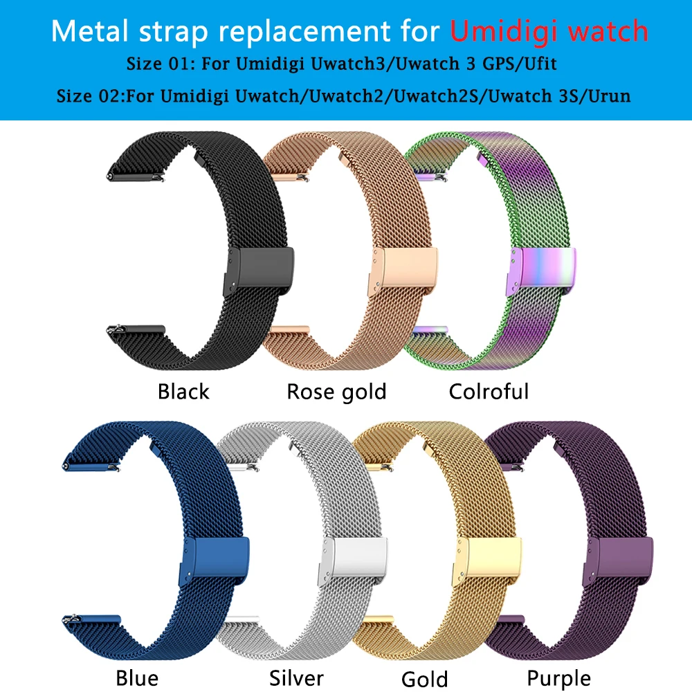 Wrist strap for Umidigi Uwatch3/Uwatch 3S watch accessories metal band loop for Ufit/Urun/Uwatch wristband quick fit replacement
Wrist strap for Umidigi Uwatch3/Uwatch 3S watch accessories metal band loop for Ufit/Urun/Uwatch wristband quick fit replacement