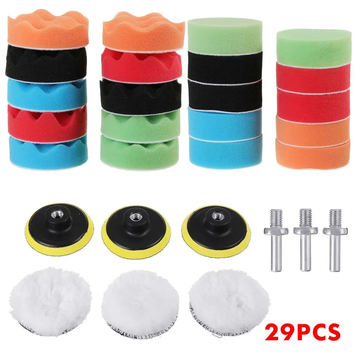 29PCS Car Polishing Disc For Car Polisher 3"/5"/6" Polishing Circle Buffing Pad Tool Kit Car Polishing Waxing Sponge Wheel Pads 
29PCS Car Polishing Disc For Car Polisher 3"/5"/6" Polishing Circle Buffing Pad Tool Kit Car Polishing Waxing Sponge Wheel Pads