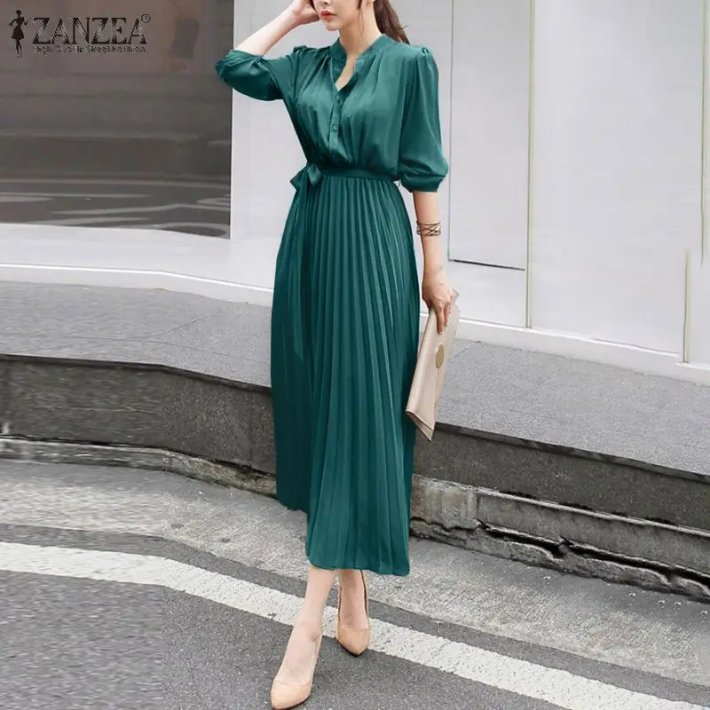 ZANZEA Women Autumn Stylish Pleated Long Dress Oversized Femme O-Neck Casual Vestido Long Sleeve Street Maxi Sundress With Belt
ZANZEA Women Autumn Stylish Pleated Long Dress Oversized Femme O-Neck Casual Vestido Long Sleeve Street Maxi Sundress With Belt