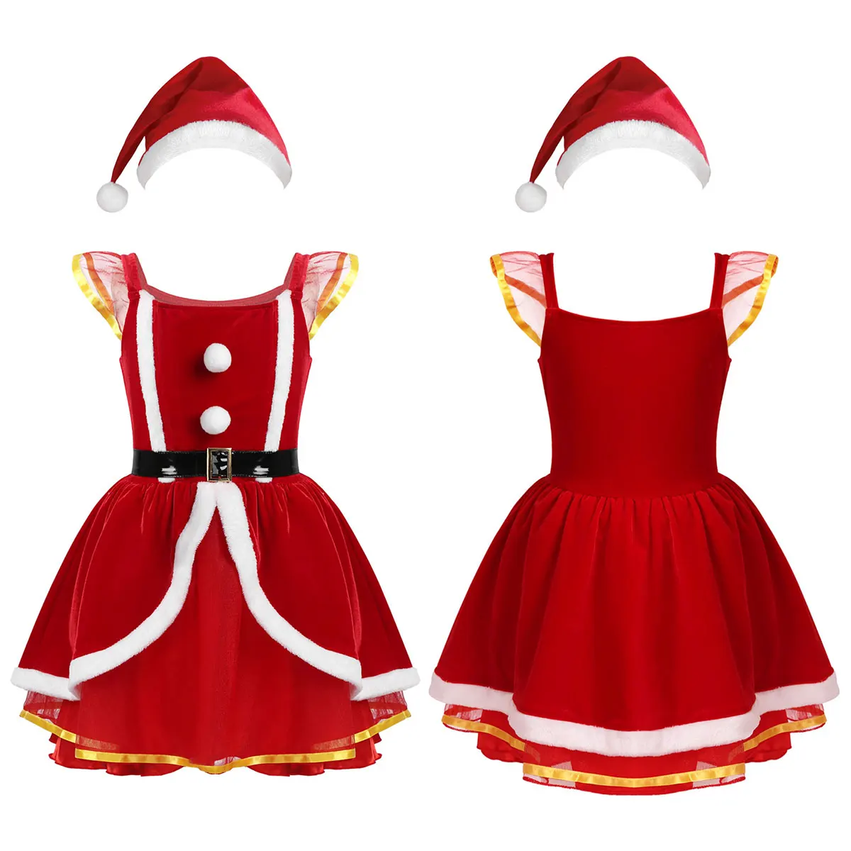 

Рождественский костюм Санта-Клауса для девочек, платье-пачка принцессы, трико, танцевальные костюмы, Рождественский косплей, вечернее плат...