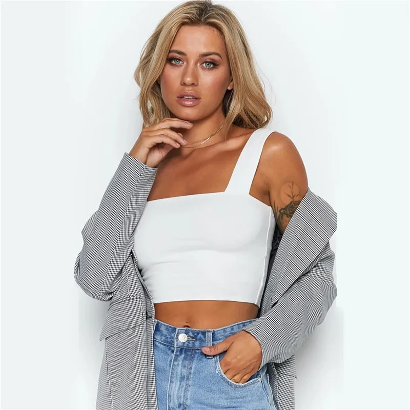 Top Wit Vrouwen Zwart Casual Basic T-shirt Off Shoulder Cami Sexy Backless Tank top clothes Slim Vierkante Hals Mouwloze Crop
Top Wit Vrouwen Zwart Casual Basic T-shirt Off Shoulder Cami Sexy Backless Tank top clothes Slim Vierkante Hals Mouwloze Crop