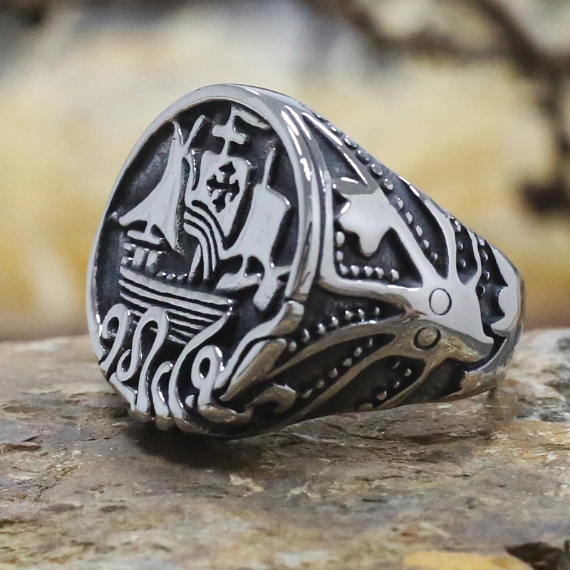 Винтаж готические мужские Нержавеющая сталь кольца викингов уникальный