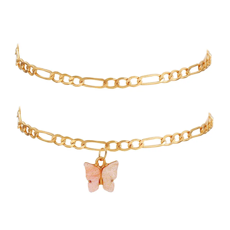 2020 New Fahsion Beach Style Resin Butterfly Pendant Anklets Bracelets Gouble Layer Gold Chain Hollow Anklets For Women
2020 New Fahsion Beach Style Resin Butterfly Pendant Anklets Bracelets Gouble Layer Gold Chain Hollow Anklets For Women