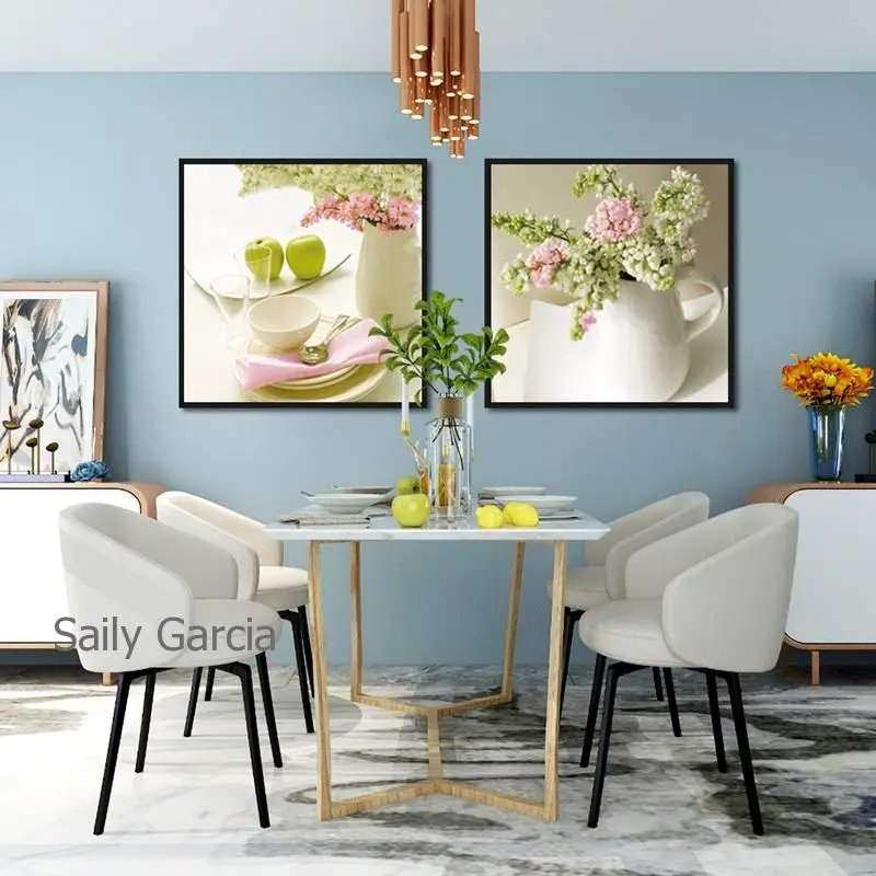 Pink White Flower Vase Canvas Painting Dining Table Green Apple Tableware Print Posters Wall Art for Living Room House Decor
Pink White Flower Vase Canvas Painting Dining Table Green Apple Tableware Print Posters Wall Art for Living Room House Decor