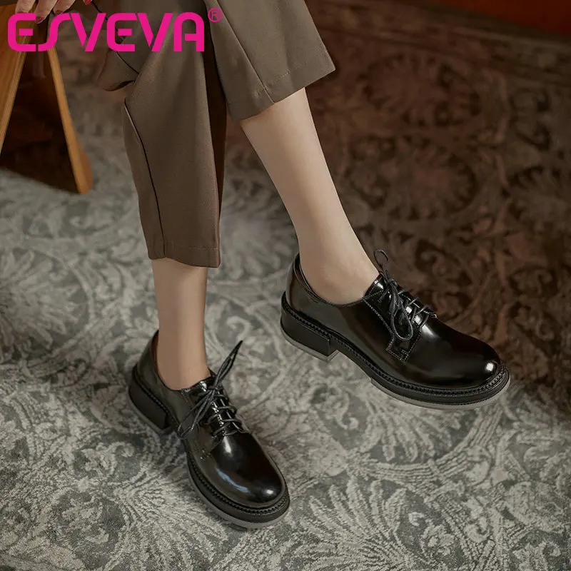 ESVEVA 2021 Genuine Leather Lace Up Women Pumps Casual Round Toe Square Med Heels Spring All Match Female Shoes Size 34-42
ESVEVA 2021 Genuine Leather Lace Up Women Pumps Casual Round Toe Square Med Heels Spring All Match Female Shoes Size 34-42