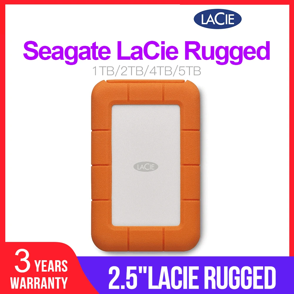 

Seagate LaCie Rugged 1TB 2TB 4TB 5TB USB-C and USB 3.0 Portable Hard Drive 2.5" External HDD for PC Laptop