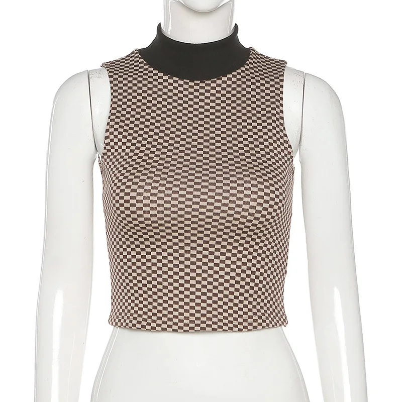 2021 Sexy Showing Belly Button Vest Summer Women's New Sleeveless Check Slim Round Neck Khaki Office Ladies Vest BX202104004
2021 Sexy Showing Belly Button Vest Summer Women's New Sleeveless Check Slim Round Neck Khaki Office Ladies Vest BX202104004