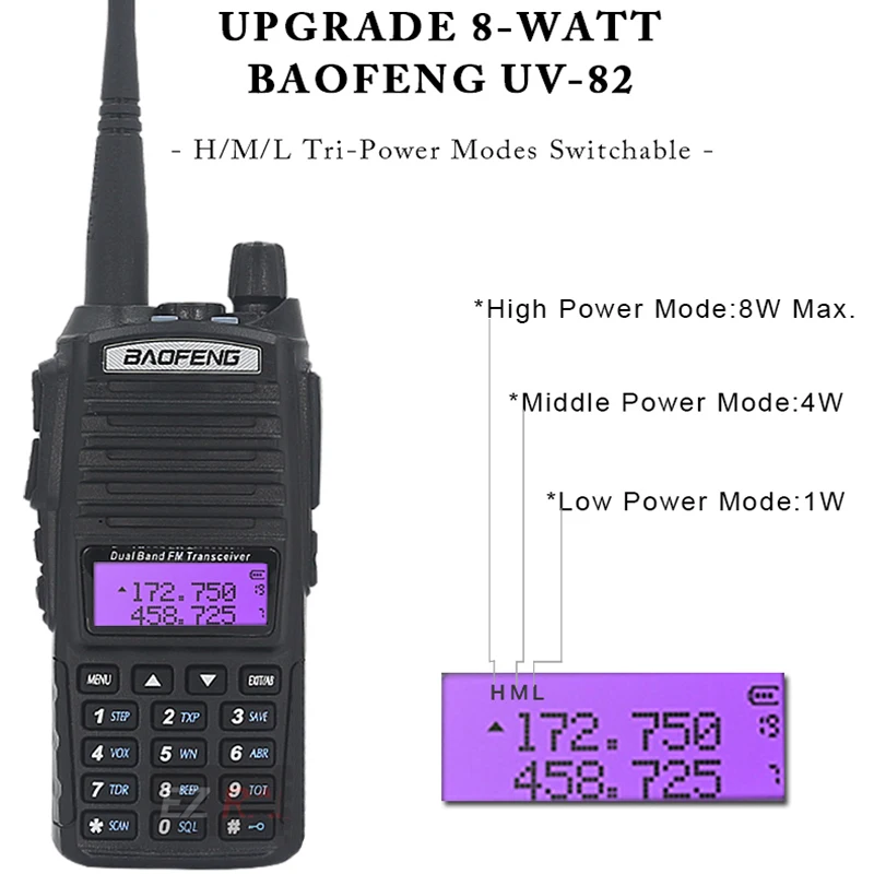 Baofeng UV-82 Walkie Talkie 10KM VHF UHF 136-174/400-480 MHz Ham Transceiver 10KM Two Way Radio Station Dual Band Hf Way Radios
Baofeng UV-82 Walkie Talkie 10KM VHF UHF 136-174/400-480 MHz Ham Transceiver 10KM Two Way Radio Station Dual Band Hf Way Radios