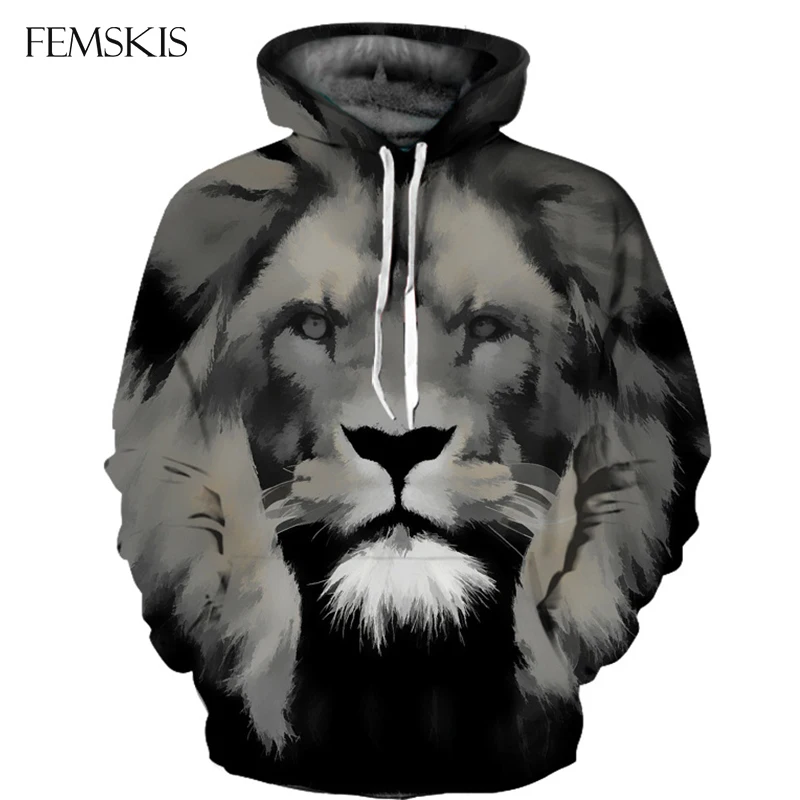 FEMSKIS Men Women Fashion Hip Hop Hoodies Sweatshirt 3D King Lion Printed Casual Sport Wear Hooded Pullover Tops With Cap Pocket 
FEMSKIS Men Women Fashion Hip Hop Hoodies Sweatshirt 3D King Lion Printed Casual Sport Wear Hooded Pullover Tops With Cap Pocket