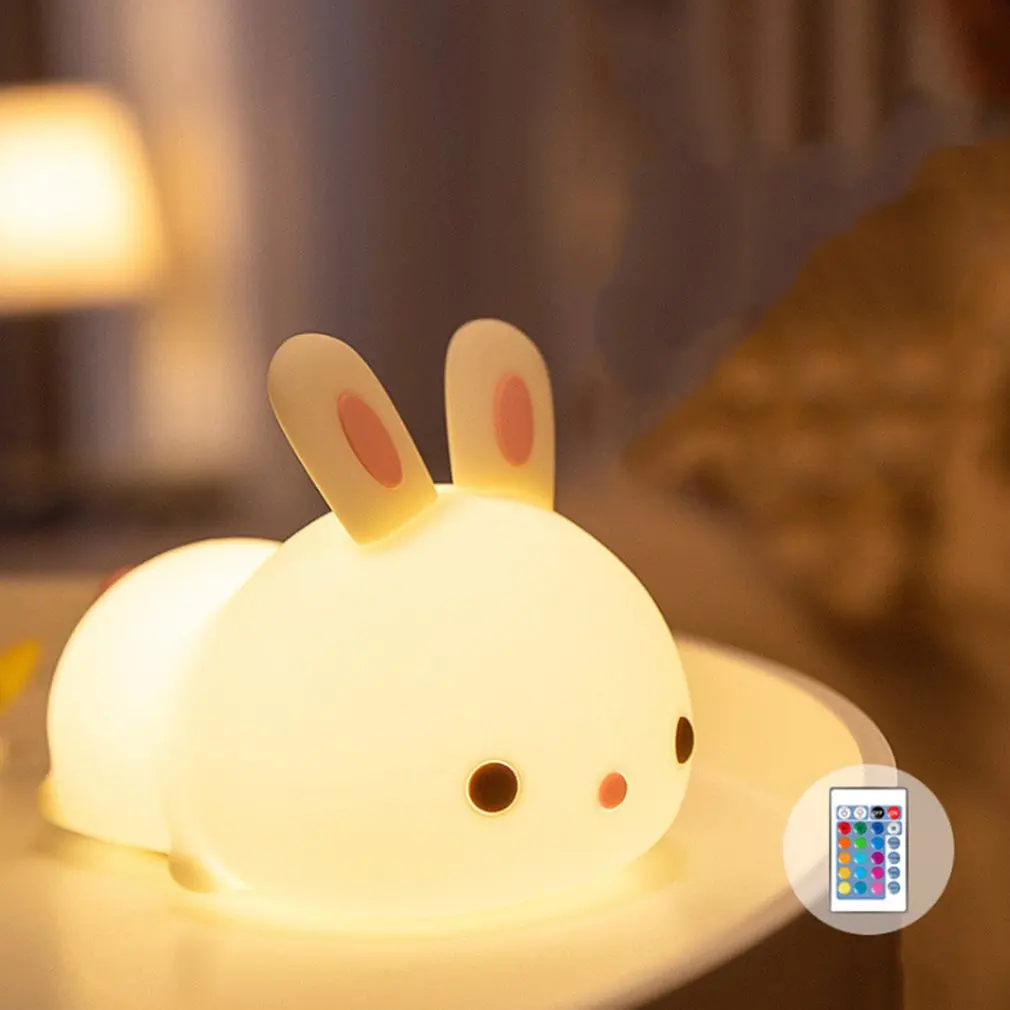 Colorful Night Lamp Touch Sensor Rabbit Silicone Animal LED Light Child Holiday Gift Creative Home Bedroom Desktop Decor Lamp
Colorful Night Lamp Touch Sensor Rabbit Silicone Animal LED Light Child Holiday Gift Creative Home Bedroom Desktop Decor Lamp