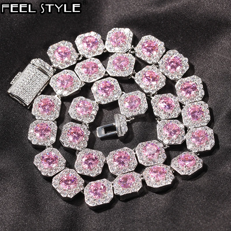 Hip Hop 12.5mm Bling Iced Out Geometric Square 5A+ CZ Stone Tennis Link Chain Chokers Necklaces for Women Men Jewelry Gift
Hip Hop 12.5mm Bling Iced Out Geometric Square 5A+ CZ Stone Tennis Link Chain Chokers Necklaces for Women Men Jewelry Gift