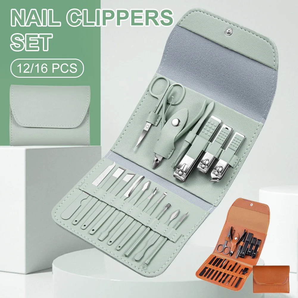 12/16Pcs Nail Clippers Set Stainless Steel Nail Cutter Manicure Tools with Leather Folding Storage Bag Pedicure Nail Care Kit
12/16Pcs Nail Clippers Set Stainless Steel Nail Cutter Manicure Tools with Leather Folding Storage Bag Pedicure Nail Care Kit