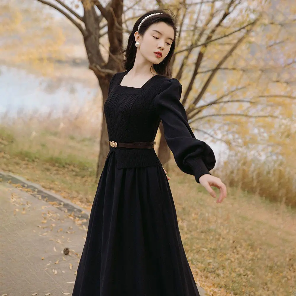 Vintage Women Autumn Winter square neck twist knit stitching puff sleeves Over the knee A-line Dresses Vestidos Corduroy dress
Vintage Women Autumn Winter square neck twist knit stitching puff sleeves Over the knee A-line Dresses Vestidos Corduroy dress