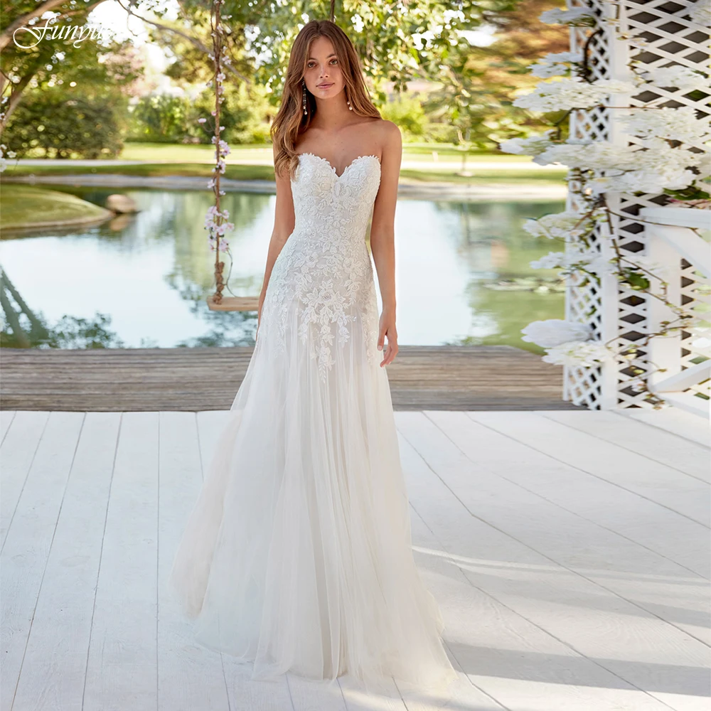 Funyue Sleeveless Lace Boho Wedding Dress Sexy Sweetheart Wedding Gown Mermaid Tulle Backless Princess Bride Dress Abendkleider
Funyue Sleeveless Lace Boho Wedding Dress Sexy Sweetheart Wedding Gown Mermaid Tulle Backless Princess Bride Dress Abendkleider