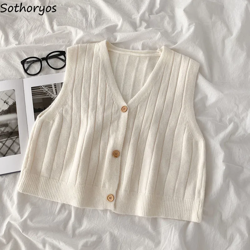 Sweater Vest Women V-neck Single Breasted Sleeveless Knitted Tops All-match Spring Autumn Solid Outwear All-match Casual Jumper
Sweater Vest Women V-neck Single Breasted Sleeveless Knitted Tops All-match Spring Autumn Solid Outwear All-match Casual Jumper