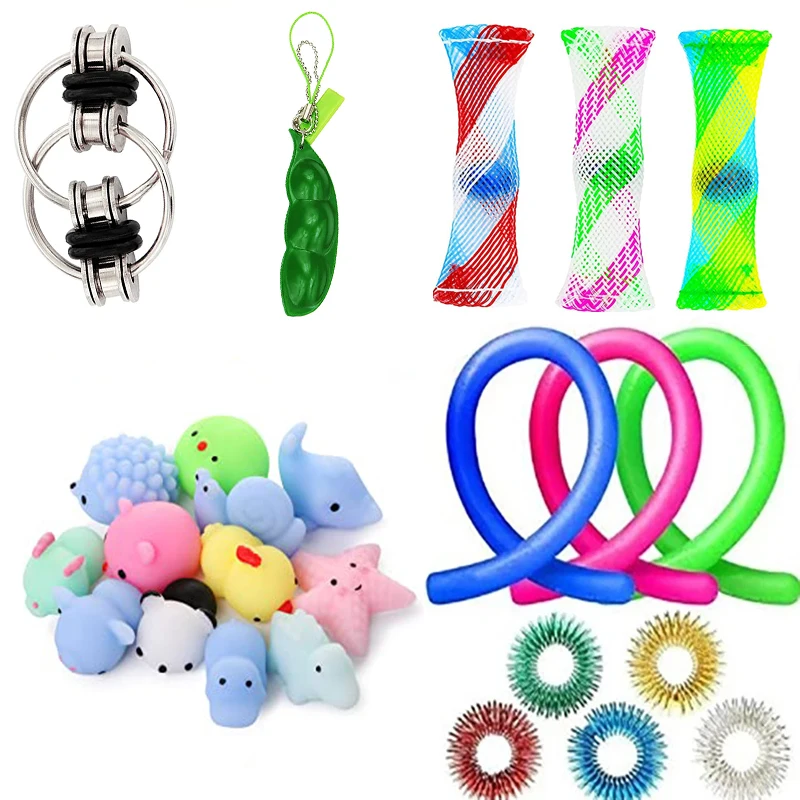 20pcs Fidget Toy Set Anti Anxiety for Children Flippy Chain Squeeze Bean Marble Mesh Strings Soft Squishy Mochi Sensory Ring Toy
20pcs Fidget Toy Set Anti Anxiety for Children Flippy Chain Squeeze Bean Marble Mesh Strings Soft Squishy Mochi Sensory Ring Toy