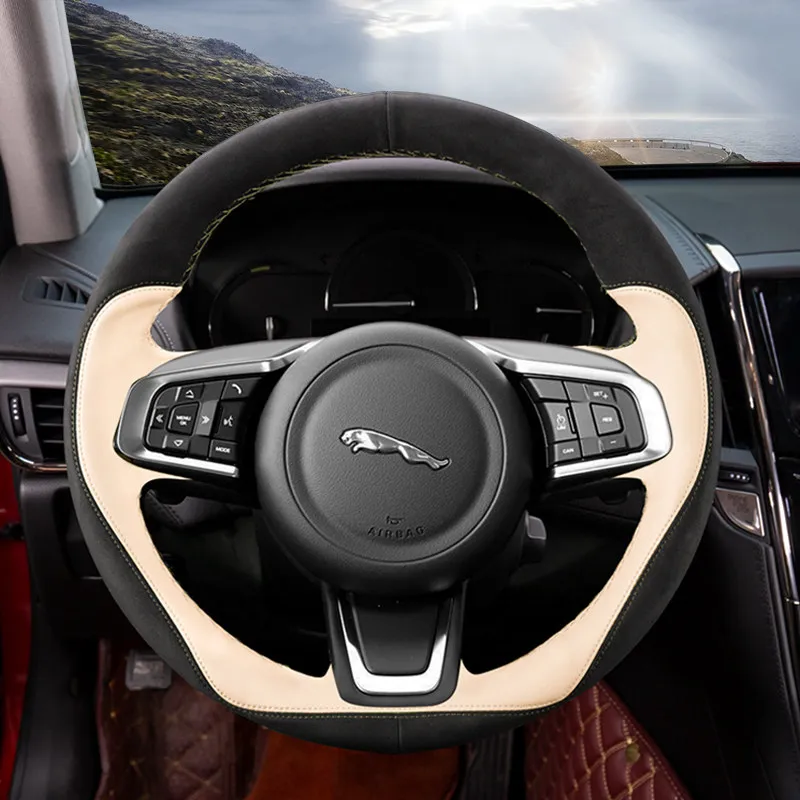 DIY hand-stitched suede Leather car steering wheel cover for Jaguar F-PACE XEL XF XFL E-PACE Interior Auto Accessories
DIY hand-stitched suede Leather car steering wheel cover for Jaguar F-PACE XEL XF XFL E-PACE Interior Auto Accessories