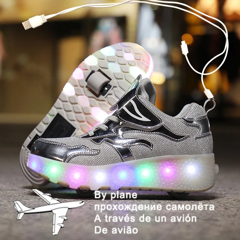 Size 27-43 Roller Sneakers for Kids Boys LED Light Up Shoes with Double Wheels USB Charging Skate Shoes for Children Boys Girls 
Size 27-43 Roller Sneakers for Kids Boys LED Light Up Shoes with Double Wheels USB Charging Skate Shoes for Children Boys Girls