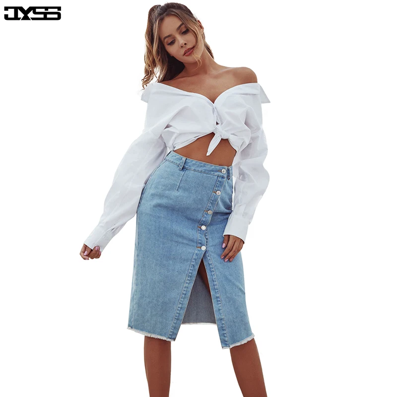 JYSS new woman skirts mujer faldas calf length split skirt saias mulher female denim skirt korean style 30091
JYSS new woman skirts mujer faldas calf length split skirt saias mulher female denim skirt korean style 30091