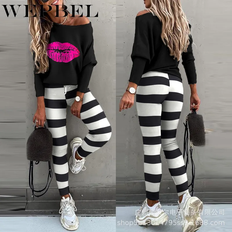 WEPBEL Women's Tracksuits Elegant 2 Pcs Set Autumn Off Shoulder Print Pullovers Tops + Drawstring Pants Ladies Sweatshirt Suit
WEPBEL Women's Tracksuits Elegant 2 Pcs Set Autumn Off Shoulder Print Pullovers Tops + Drawstring Pants Ladies Sweatshirt Suit