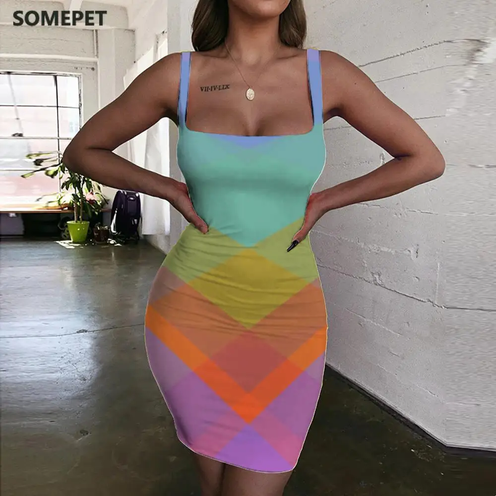 SOMEPET Colorful Dress Women Geometry Bodycon Dress Rainbow Vestido Sexy Abstract Halter Sleeveless Womens Clothing Party Beach
SOMEPET Colorful Dress Women Geometry Bodycon Dress Rainbow Vestido Sexy Abstract Halter Sleeveless Womens Clothing Party Beach