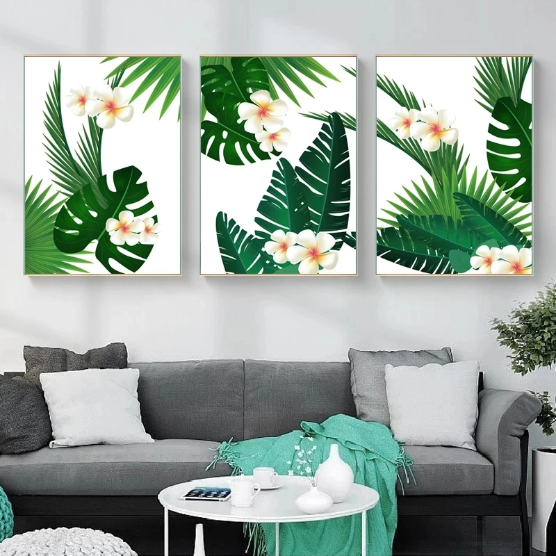 Modern Wall Art Canvas Painting Green Plants Palm Leaves White Flowers Nordic Posters and Prints Home Decoration for Living Room
Modern Wall Art Canvas Painting Green Plants Palm Leaves White Flowers Nordic Posters and Prints Home Decoration for Living Room