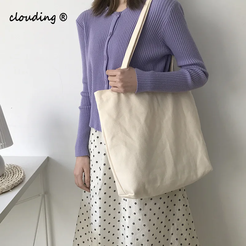 Solid Shoulder Canvas Bag for Women College Wind Leisure Eco Reusable Foldable Large Capacity School Shopping Tote Bags
Solid Shoulder Canvas Bag for Women College Wind Leisure Eco Reusable Foldable Large Capacity School Shopping Tote Bags