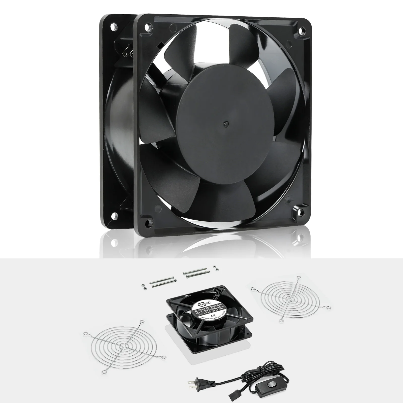 AC 120V 115V 110V 120mm 12cm Computer Cooling Fan with Switch Power Cord,1238 120X120X38mm High Speed CFM Dual Ball Cooler
AC 120V 115V 110V 120mm 12cm Computer Cooling Fan with Switch Power Cord,1238 120X120X38mm High Speed CFM Dual Ball Cooler