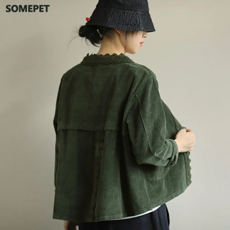 Plus Size Women Autumn Casual Jackets New Arts Style Vintage Corduroy Solid Color Loose Female Outerwear Coats
Plus Size Women Autumn Casual Jackets New Arts Style Vintage Corduroy Solid Color Loose Female Outerwear Coats