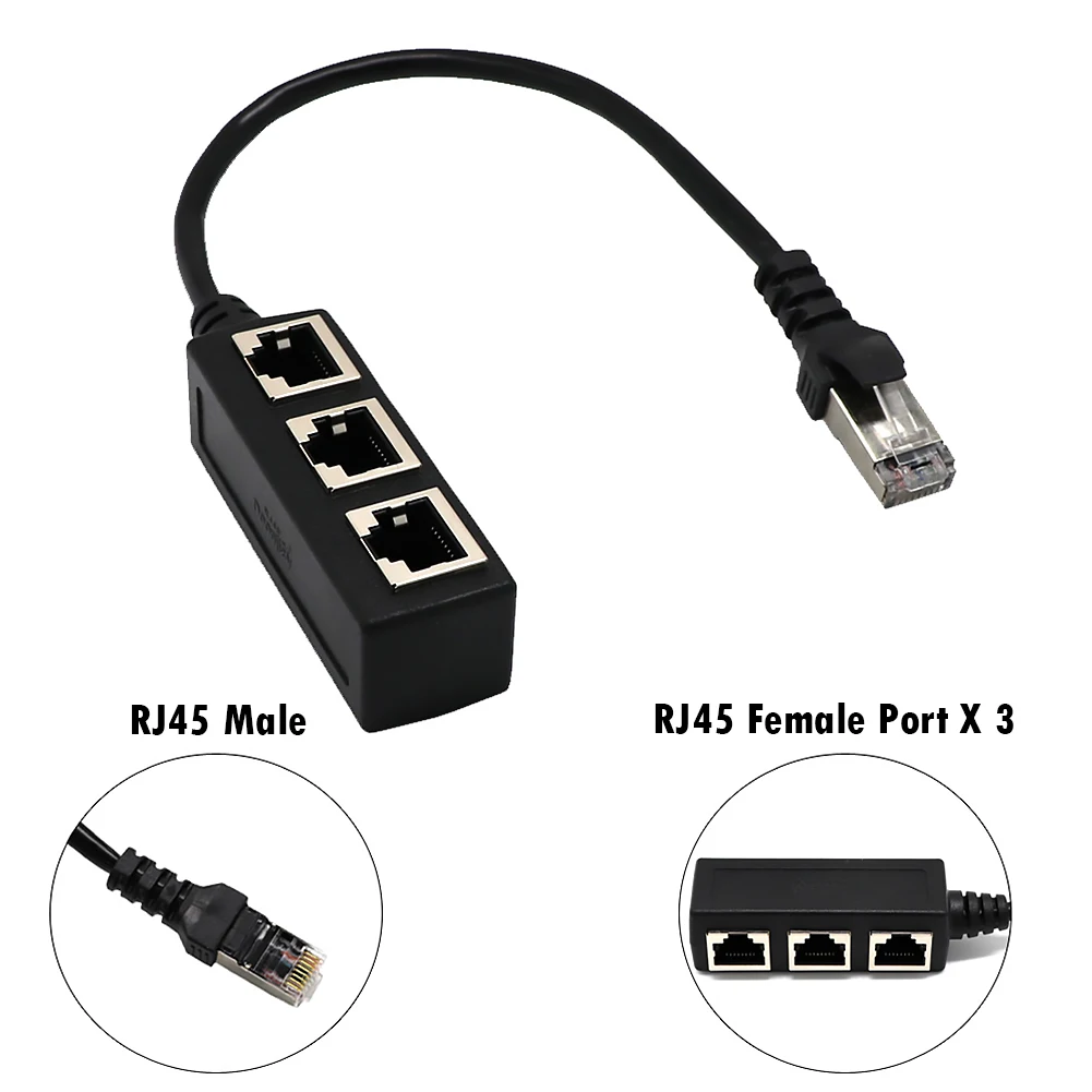 LAN Ethernet Network RJ45 Connector 1 Male To 3 Female Splitter Adapter Cable for PC Laptop Networking Extension
LAN Ethernet Network RJ45 Connector 1 Male To 3 Female Splitter Adapter Cable for PC Laptop Networking Extension