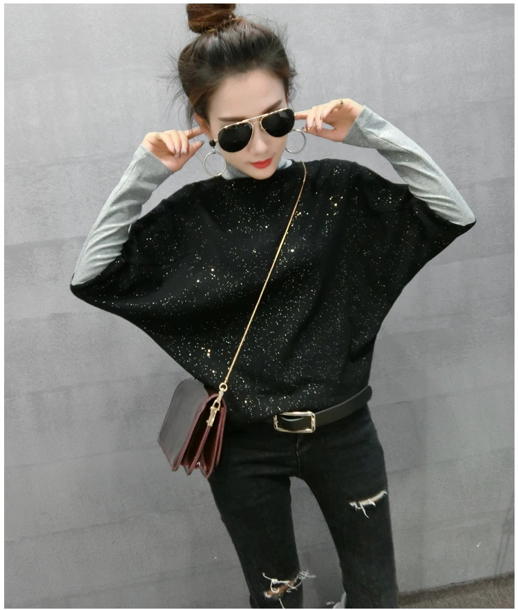Women Cotton Turtleneck Tshirt Batwing Sleeve Korean Clothes Contrast Color Long Sleeve Top 2019 Autumn Loose Fashion T-shirt
Women Cotton Turtleneck Tshirt Batwing Sleeve Korean Clothes Contrast Color Long Sleeve Top 2019 Autumn Loose Fashion T-shirt