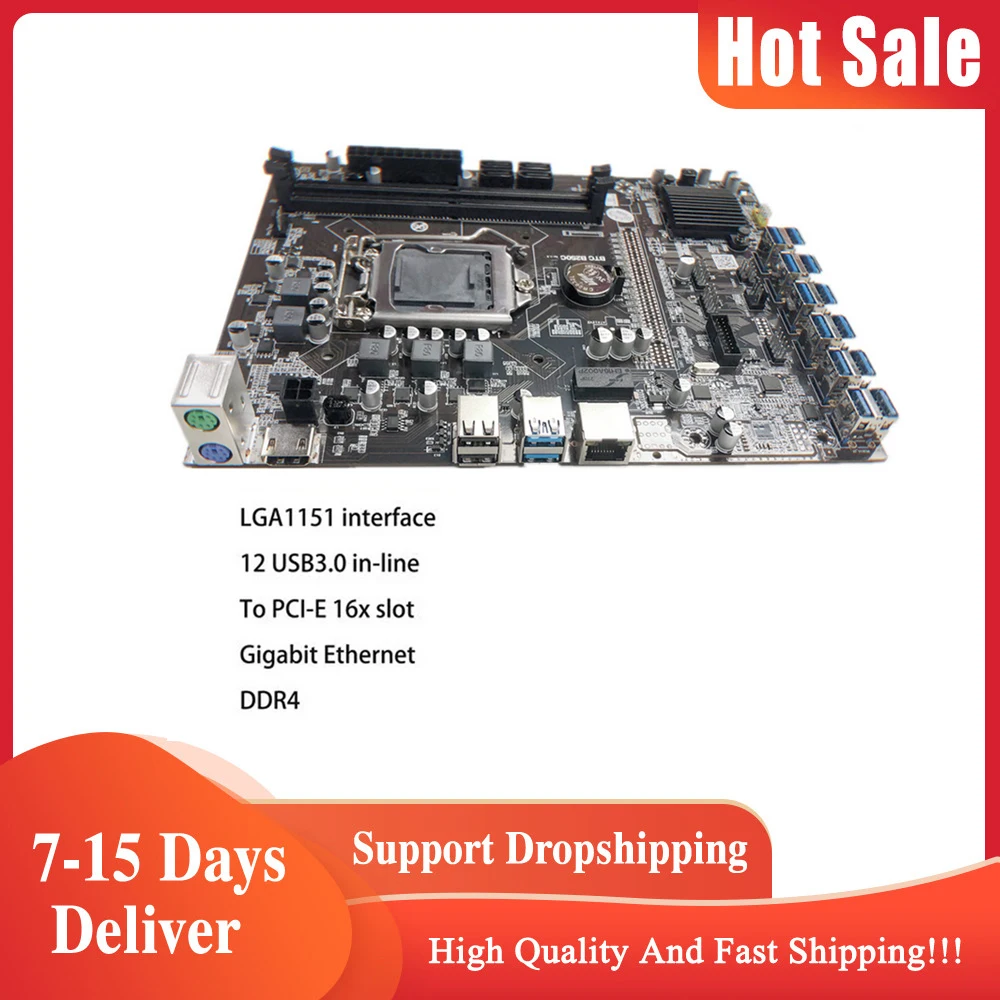 B250C BTC Mining Motherboard 12*PCIE to USB3.0 Graphics Card Slot LGA1151 Supports DDR4 DIMM RAM Computer Motherboard
B250C BTC Mining Motherboard 12*PCIE to USB3.0 Graphics Card Slot LGA1151 Supports DDR4 DIMM RAM Computer Motherboard