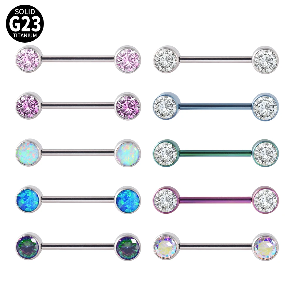 2PCS G23 Titanium Nipple Sexy Shield Bars Piercing Opal CZ Gem 14G Internally Thread Nipple Barbells Women Trendy Mamilo Jewelry
2PCS G23 Titanium Nipple Sexy Shield Bars Piercing Opal CZ Gem 14G Internally Thread Nipple Barbells Women Trendy Mamilo Jewelry