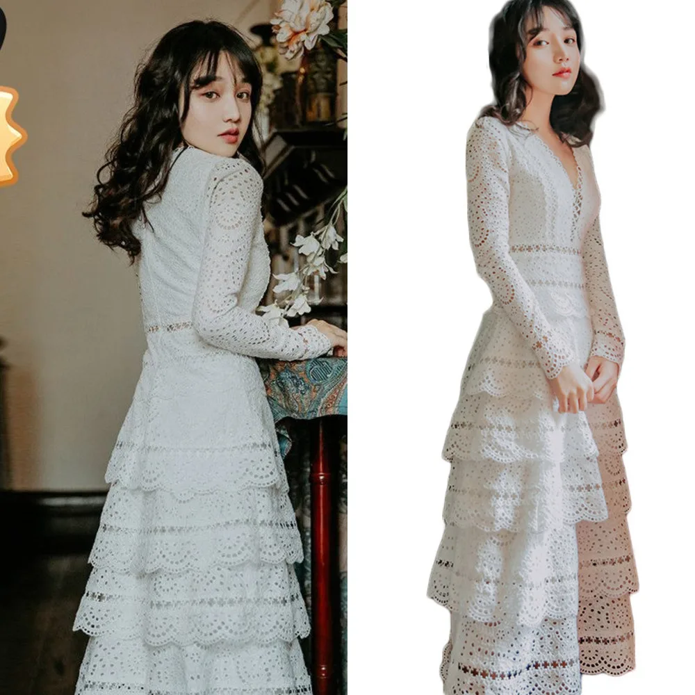 newSpring Female V-Neck Lace Long Dress Women's Long Sleeve Floral Hollow Out Mid Calf Elegant Party Dresses
newSpring Female V-Neck Lace Long Dress Women's Long Sleeve Floral Hollow Out Mid Calf Elegant Party Dresses