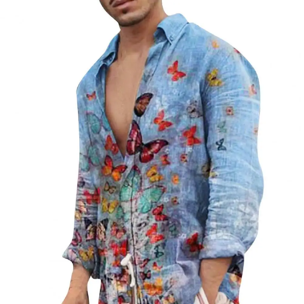 Men Shirt Casual Butterflies Print Single-breasted Autumn Winter Dress Shirts Loose-fitting Turndown Collar Top Shirts Office 
Men Shirt Casual Butterflies Print Single-breasted Autumn Winter Dress Shirts Loose-fitting Turndown Collar Top Shirts Office