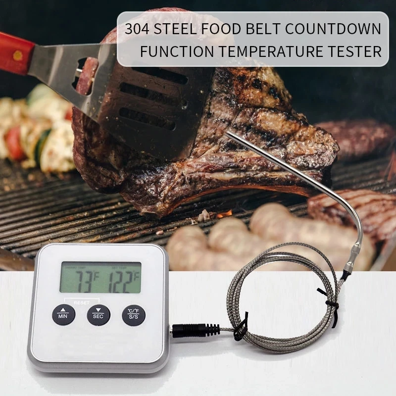 Stainless Steel Probe Food Cooking BBQ Thermometer Clock Timer With Magnet Kitchen Thermometer Cooking BBQ Temperature Meter
Stainless Steel Probe Food Cooking BBQ Thermometer Clock Timer With Magnet Kitchen Thermometer Cooking BBQ Temperature Meter