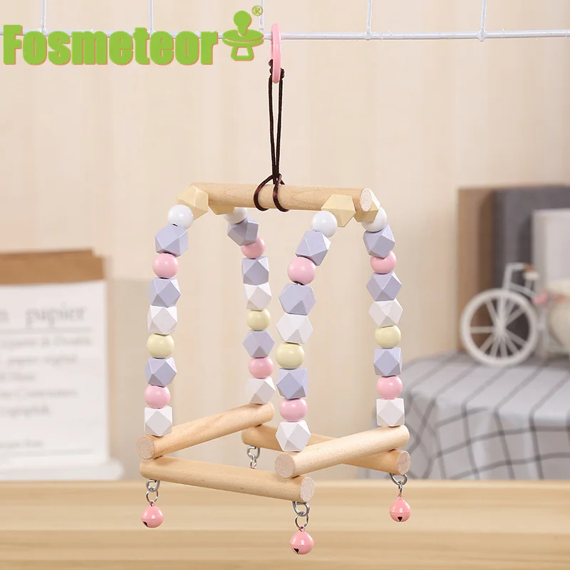 Fosmeteor Natural Wooden Parrots Swing Toy Birds Perch Hanging Swings Cage With Colorful Silicone Beads Toys Bird Supplies Toy
Fosmeteor Natural Wooden Parrots Swing Toy Birds Perch Hanging Swings Cage With Colorful Silicone Beads Toys Bird Supplies Toy