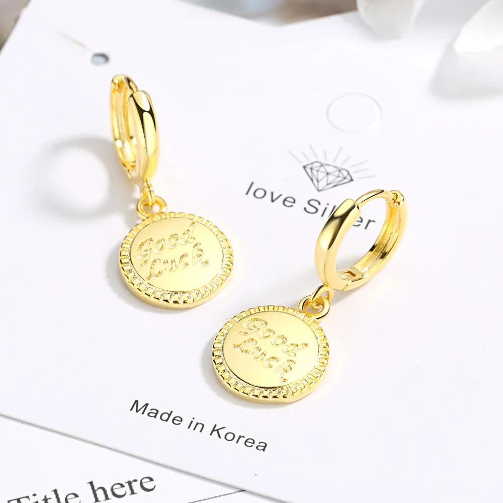 Vintage Silver Color Round Disc Letter "good luck" Dangle Earrings For Women
Vintage Silver Color Round Disc Letter "good luck" Dangle Earrings For Women