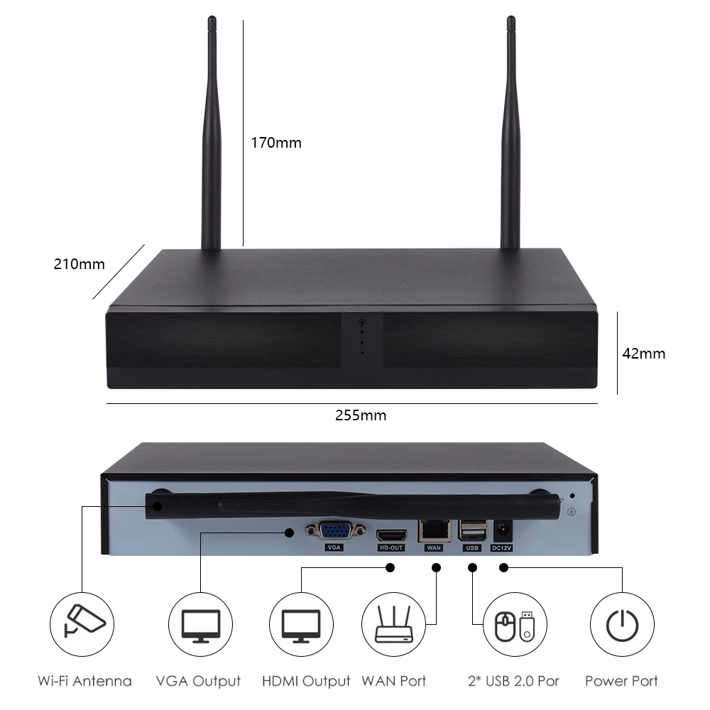 4CH Беспроводная CCTV система NVR водонепроницаемый и анти-бунт Крытый/Открытый